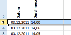 Eine Excel Zeile zum fixieren / einfrieren wählen