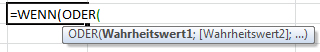 Oder Verknüpfung in Wenn Funktion von Excel
