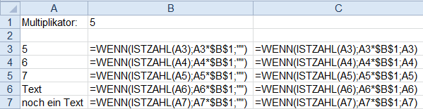 Excel Formeln für ISTZAHL Abfrage