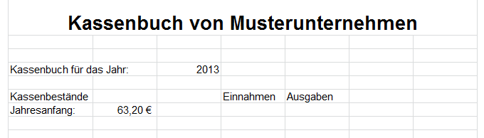 Jahresübersicht des Kassenbuches in Microsoft Excel
