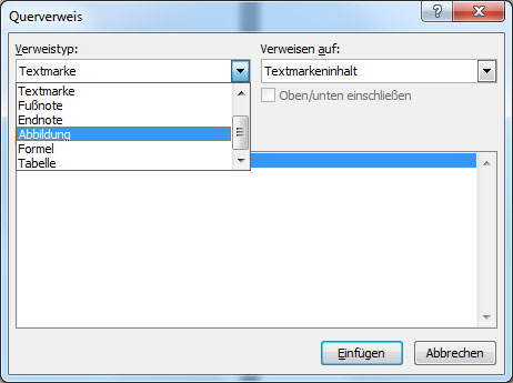 Einfügen von Querverweisen in einem Word Dokument