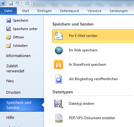 Word Datei in PDF konvertieren