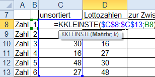 Onderhandelen bevind zich kam Excel Tabellenzellen mit der Funktion kkleinste und kkgrößte sortieren -  officecoach24.de