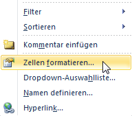 Zellen formatieren - Zeilenumbruch einfügen